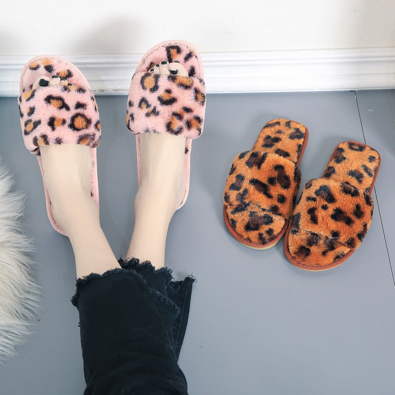 Wholesale Children's Leopard Print Fur Slippers